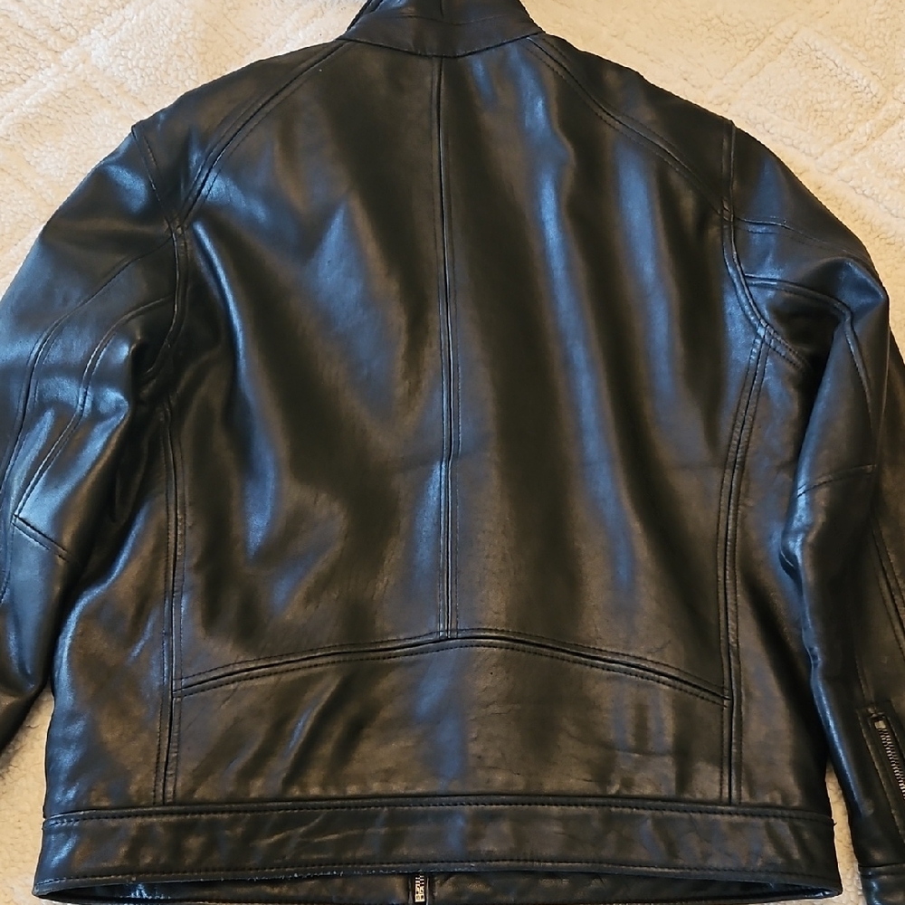 Calvin Klein Black Leather Jacket - Picture 6 of 10